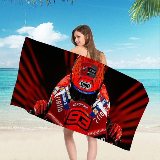 M-Marc M-Marquez Kinder Strandtuch mit niedlichem Cartoon-Design, Saugfähiges Mikrofaser-Baumwoll-Handtuch für Schwimmen und Reisen, B/H: 30 x 60 cm, Multicolour - Bild 1