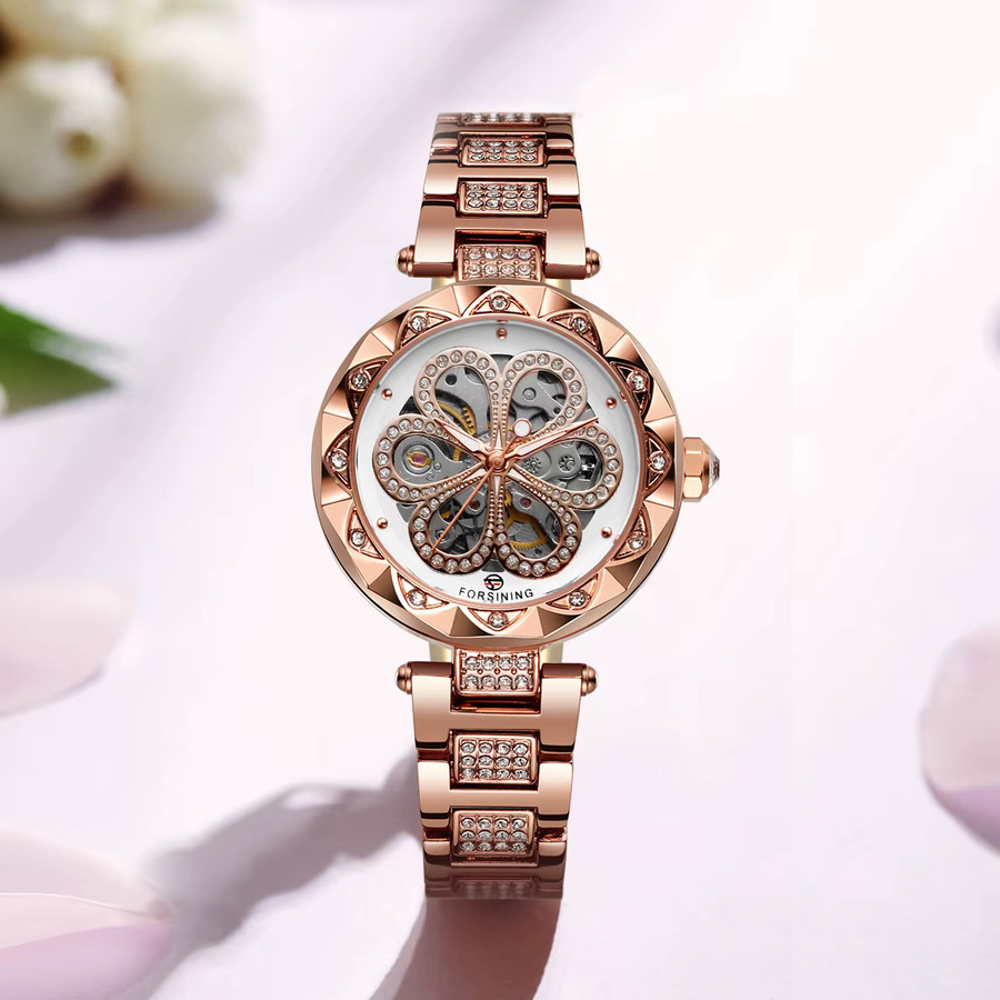 Forsining Skelettuhr, Automatik, Edelstahlarmband, Diamant, Damen - Bild 2