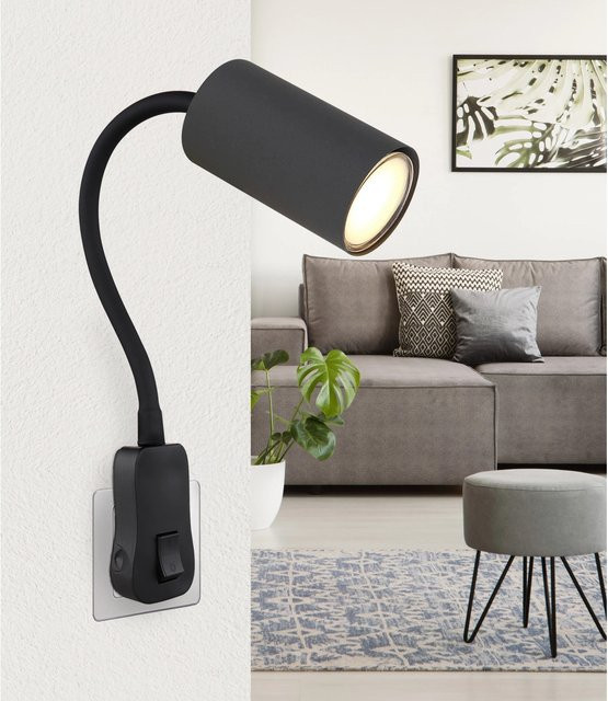 Globo Wandlampe Robby 1-flammig Schwarz Matt aus Metall und Kunststoff mit GU10 Fassung, Höhe: 43 cm, Breite: 5,5 cm - Bild 1