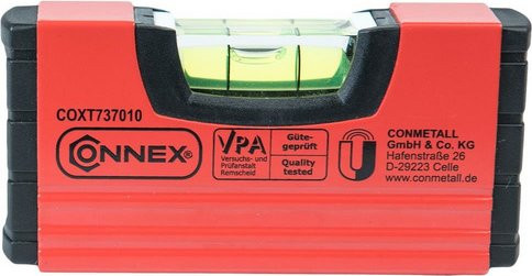 Connex Wasserwaage aus Aluminium in Rot/Schwarz, Länge: 10 cm