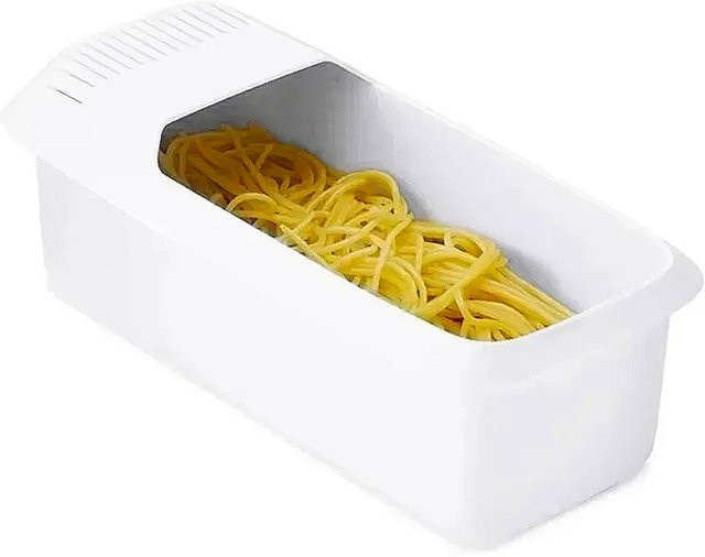 FEB.WIND Pasta Box aus Kunststoff mit Sieb für Mikrowelle und Herd, Weiß - Bild 1