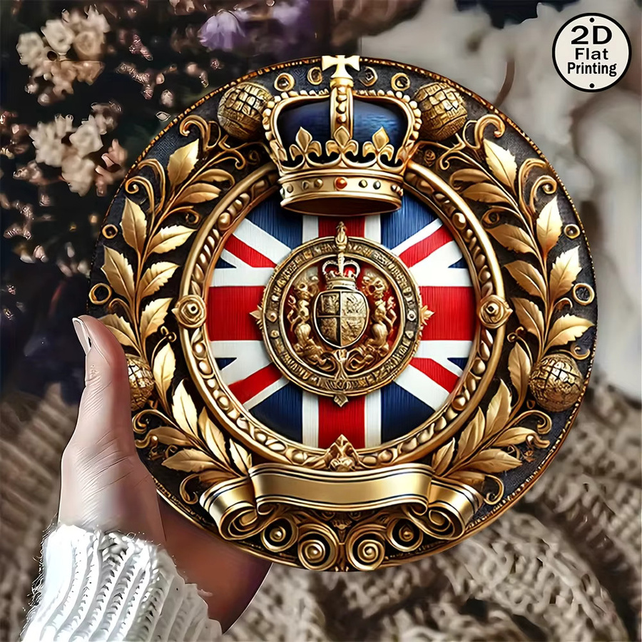 Potdemiel Aluminiumschild Union Jack Pride Vintage Design, Durchmesser: 20,32 cm, Mehrfarbig - Bild 5