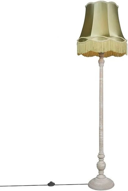 QAZQA Retro Stehlampe Classico in Grau mit grünem Lampenschirm, dimmbar - Bild 1