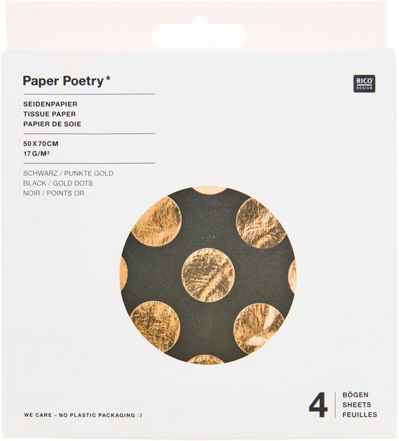 Rico Design Paper Poetry Seidenpapier mit Punkten in Schwarz-Gold - Bild 1