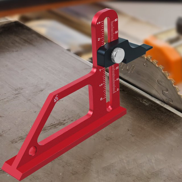 GDART Frästisch-Höhenmessgerät aus Aluminium in Rot mit CNC-Skala für die Tiefenmessung von 0-60mm und Höhenverriegelung - Bild 1
