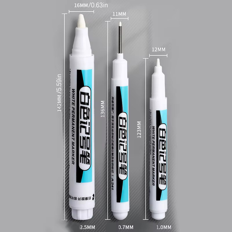 Weißer wasserfester Permanent Marker für Reifen und Graffiti mit 0,7 mm, 1,0 mm und 2,5 mm Strichstärke - Bild 6