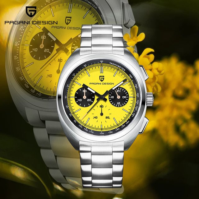 PAGANI DESIGN Armbanduhr, Quarz, Edelstahl, Gelb, Herren, Saphirglas - Bild 1