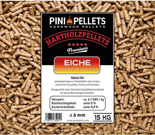 PINI Hartholz Pellets 6 mm 15 kg - Bild 1