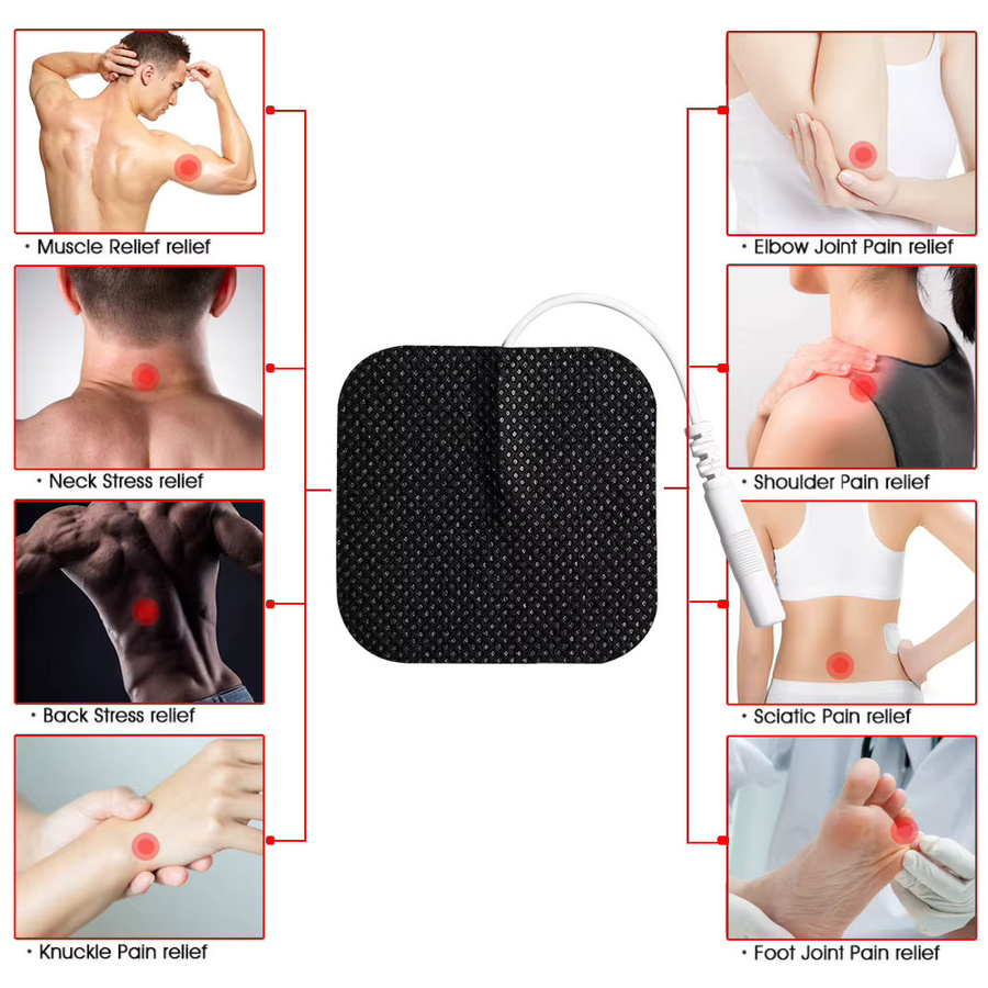 SANPKON Vlies-Elektrodenpads in Schwarz für EMS und TENS Muskelstimulatoren, B/B: 5 x 5 cm, 100er Packung - Bild 4