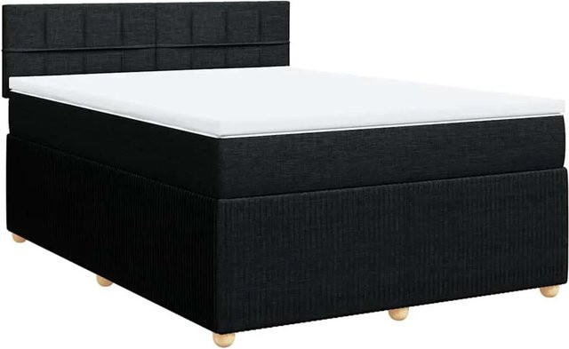 vidaXL Boxspringbett mit Matratze Schwarz B/T/H: 160 x 200 x 100,5 cm mit USB-Anschluss und Unterbettbeleuchtung - Bild 1