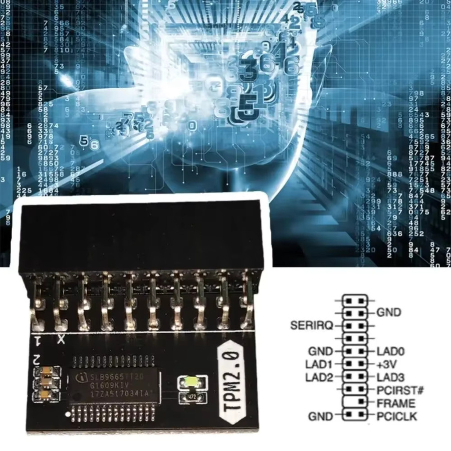 TPM 2.0 Sicherheitsmodul für ASUS in Schwarz – Win11-kompatibler 20-Pin PCB-Ersatz für Verschlüsselung und Schutz - Bild 5