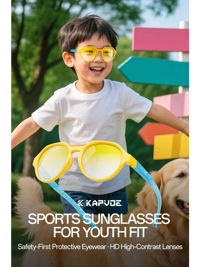 Kapvoe Sportsonnenbrille Kinder, Vollrand, Kunststoff - Bild 4