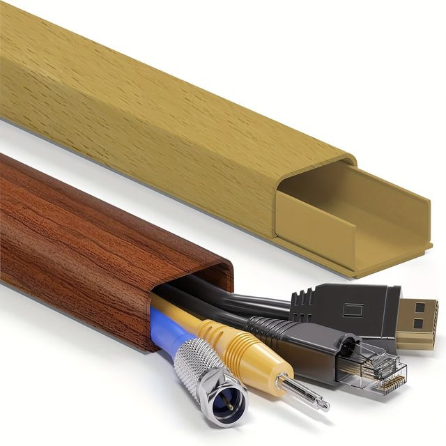 Kabelkanal-Box aus PVC in Holzmaserung zur Kabelorganisation und Dekoration, Breite: 40 cm - Bild 1