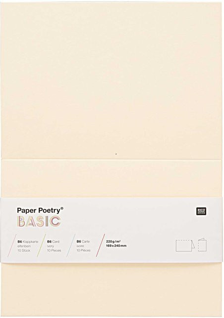 Rico Design Paper Poetry Klappkarten Basic B6, 10 Stück, Elfenbein - Bild 1