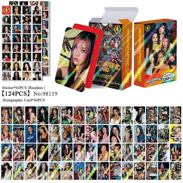 KATSEYE Star Sammelkarten-Set mit 124 doppelseitigen LOMO Flash-Laser-Karten und Aufklebern in Multicolour - Bild 1