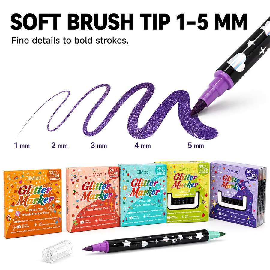 Zweifarbige Glitzer-Marker in Multicolour für Journaling, Scrapbooking und DIY-Bastelbedarf - Bild 3