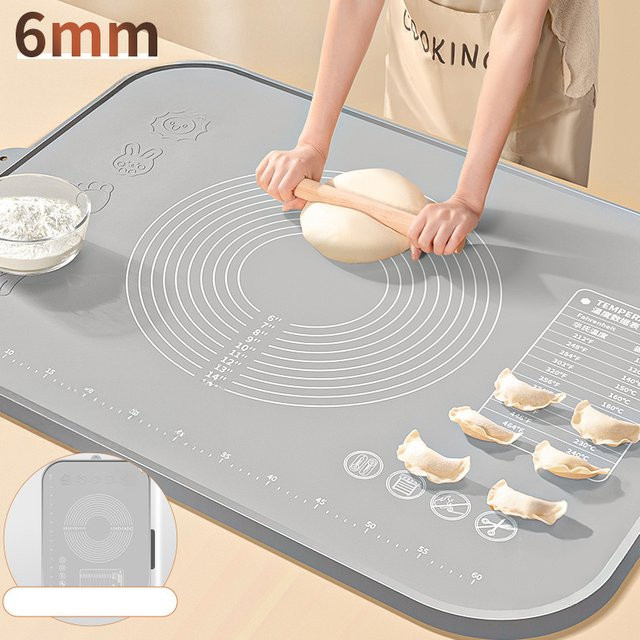 Rutschfeste Silikon-Backmatte für die Küche in Grau, rechteckige Teigmatte zum Ausrollen von Pizza, Nudeln und Keksen, 0,6 cm Dicke - Bild 1