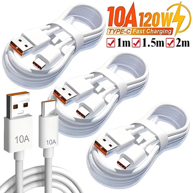 USB auf Typ-C Ladekabel 120W mit Hochgeschwindigkeits-Datenübertragung, Weiß - Bild 1