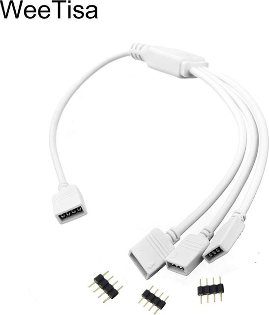 WeeTisa RGB-Splitter 4-polige 10mm Buchse für LED-Streifen, 4-Wege Verlängerung für LED-Lichtleisten - Bild 1