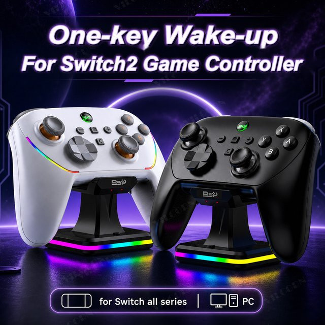 VILCORN Kabelloser Pro Controller für Nintendo Switch, OLED und Lite mit Bluetooth, Ein-Tasten-Aufweckfunktion, Bewegungssensor und Vibration, Farbe: Weiß - Bild 1