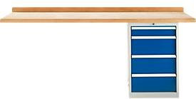 Modulare Werkbank Schäfer Shop Select Anbaueinheit mit Buche Multiplexplatte, Enzianblau, B: 200 cm, T: 70 cm, H: 84 cm, Belastbarkeit bis 500 kg - Bild 1
