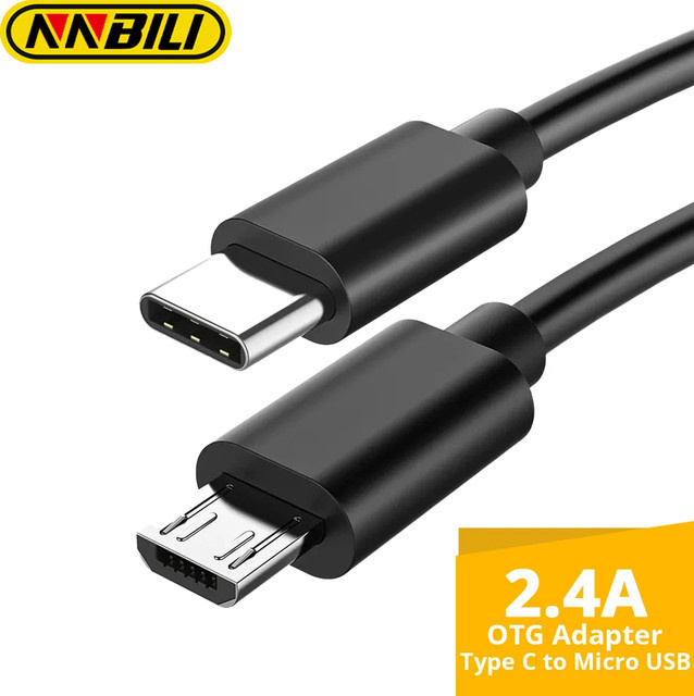 Nnbili USB Typ C auf Micro USB Adapter Kabel in Schwarz für Samsung, Huawei, Xiaomi und MacBook Pro OTG-Funktion - Bild 1