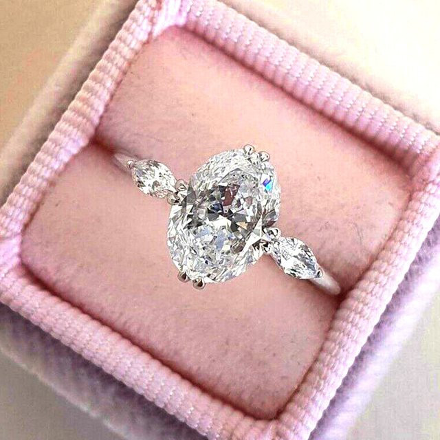 Huitan Ring, Oval, Zirkonia, Kristall, Silber, Damen - Bild 1