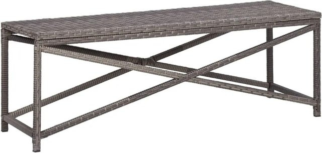 furnicato Gartenbank aus Poly Rattan in Grau mit pulverbeschichtetem Stahlrahmen, Breite: 120 cm, Tiefe: 43 cm, Höhe: 40 cm - Bild 1