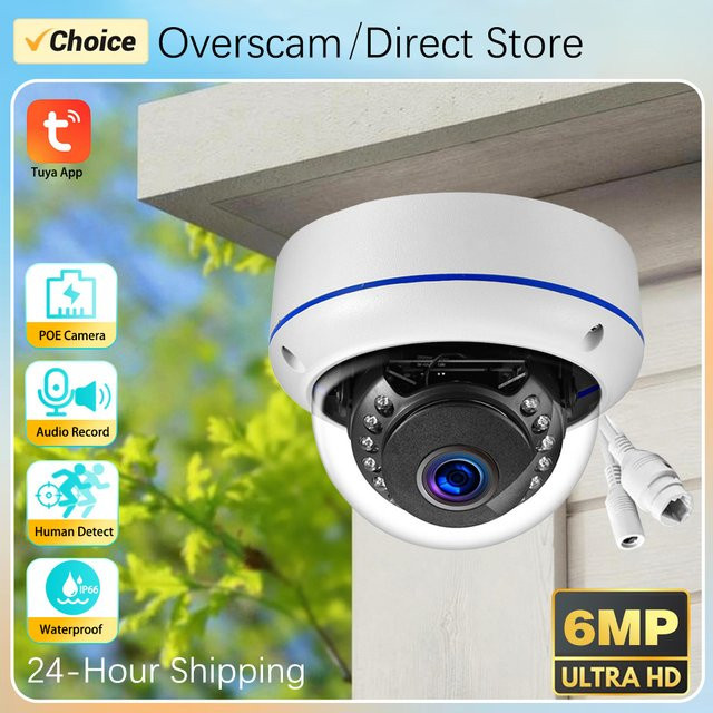 Tuya SmartLife 6MP Metall-Dome POE IPC-Kamera in Weiß mit Audioaufnahme und Personenerkennung für Außenbereich und Heimsicherheit - Bild 1