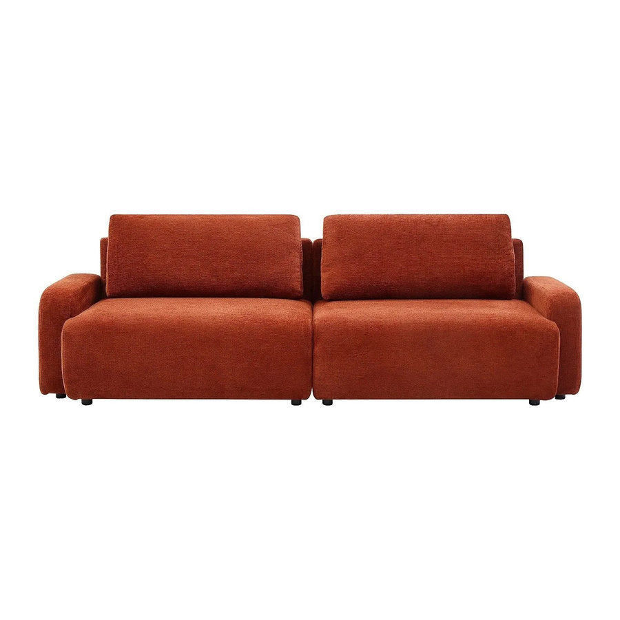 Vente-unique Schlafsofa Yokira in Terracotta mit Chenille-Stoff, Breite: 256 cm - Bild 2