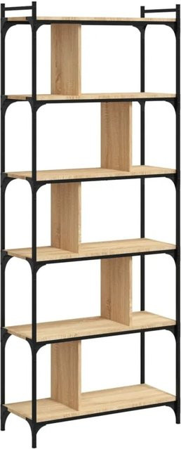 vidaXL Bücherregal mit 6 Böden in Braun, Design im Industrie-Stil aus Holzwerkstoff und Metall, B/T/H: 76 x 32 x 192 cm - Bild 1