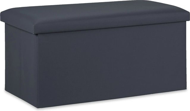 Relaxdays Sitzbank aus Kunstleder mit Stauraum, Dunkelgrau, B/T/H: 76,5 x 37,5 x 38,5 cm - Bild 1