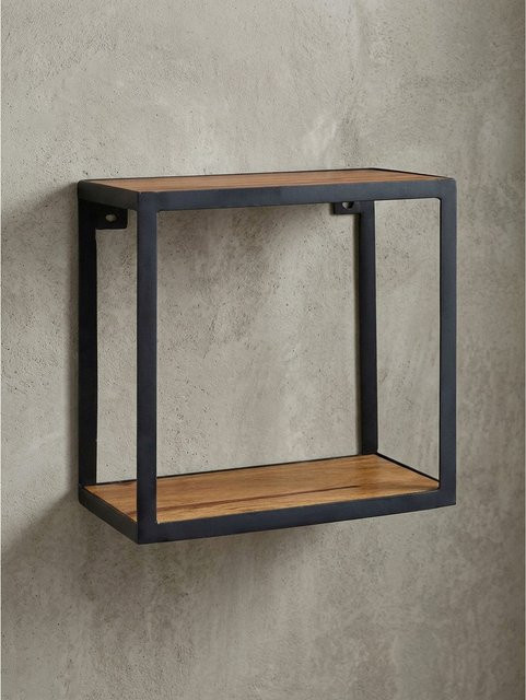 Wandregal Cube von KADIMA DESIGN im Industrial Stil aus Holz und Metall, B/T/H: 35 x 18 x 35 cm - Bild 1