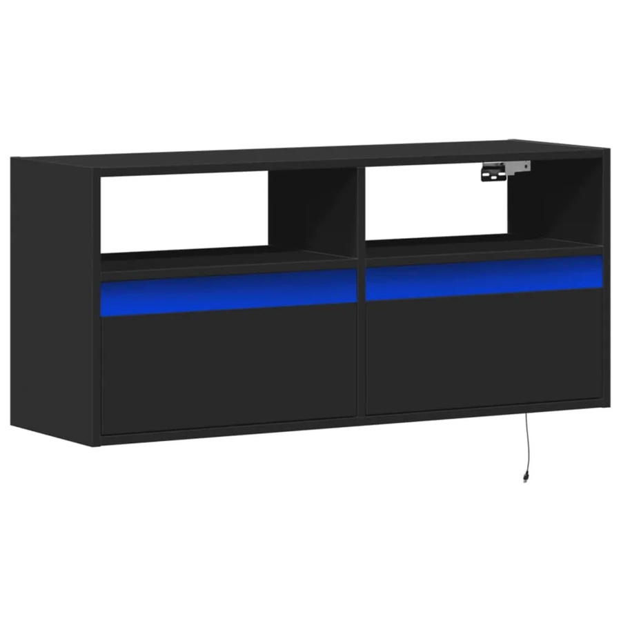 vidaXL TV-Wandschrank mit LED-Beleuchtung in Schwarz, B/T/H: 100 x 31 x 45 cm - Bild 2