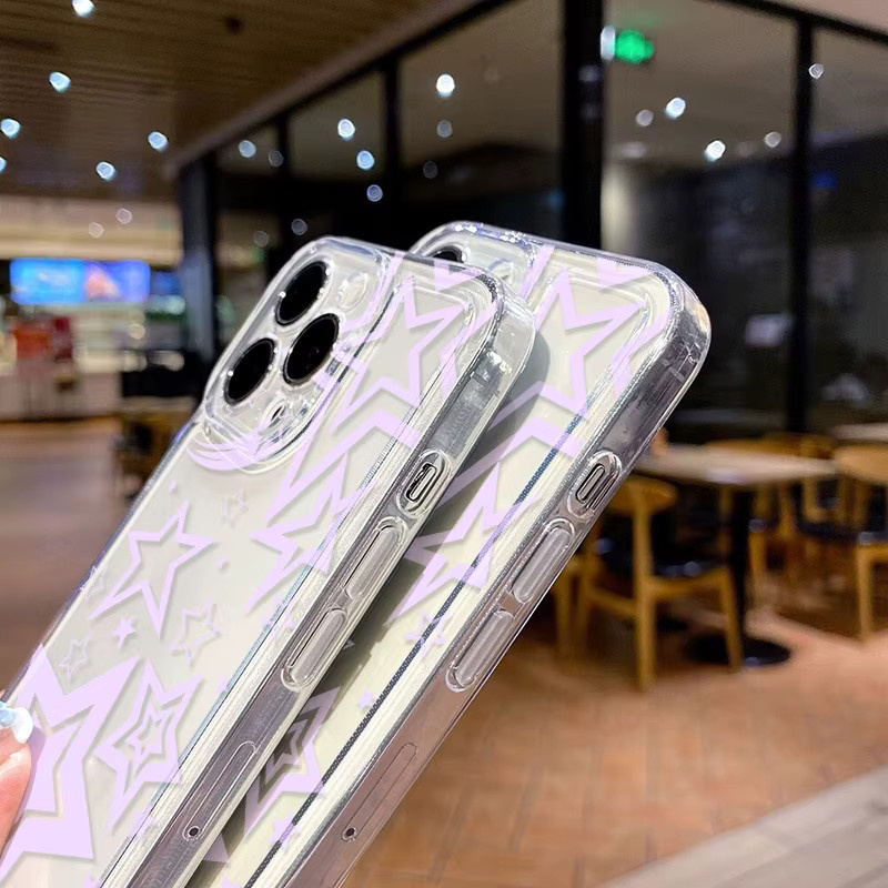 TUNEDEE Y2K Handyhülle mit Sternen aus Silikon für iPhone 11 12 13 14 15 Pro Max XR XS X 7 8 SE Plus in Transparent - Bild 2