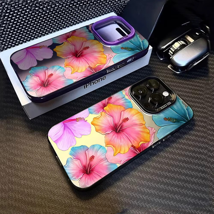 Stoßfeste matte Handyhülle mit buntem Blumenmuster für Apple iPhone Modelle in Multicolor - Bild 3