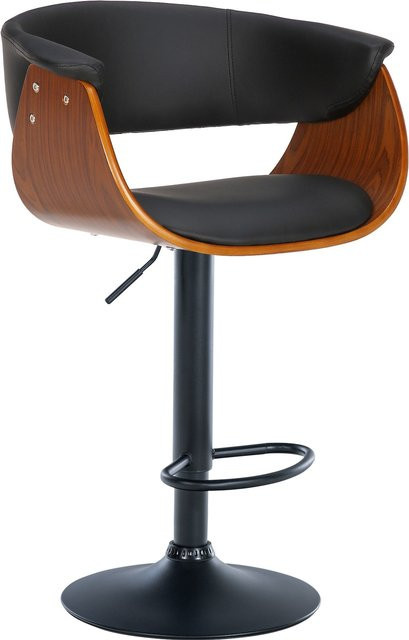 CLP Barhocker Vestal mit Holzsitz, Armlehnen und höhenverstellbarem Metallgestell - Bild 1