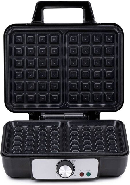Alpina Waffeleisen für belgische Brüsseler Waffeln, 1000 Watt, Schwarz-Silber, Aluminium, B/H/L: 24 x 10 x 24 cm - Bild 1