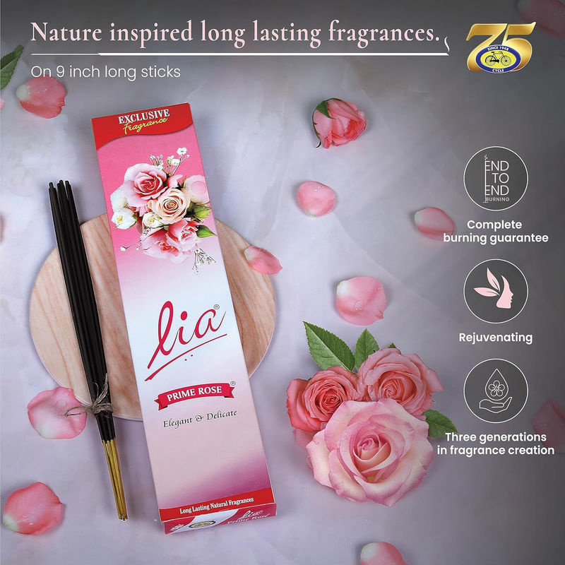 Cycle Pure Lia Prime Rose Agarbatti Räucherstäbchen, 3er-Pack, 3 x 235 g, floraler Duft für Puja, Meditation und Yoga - Bild 3