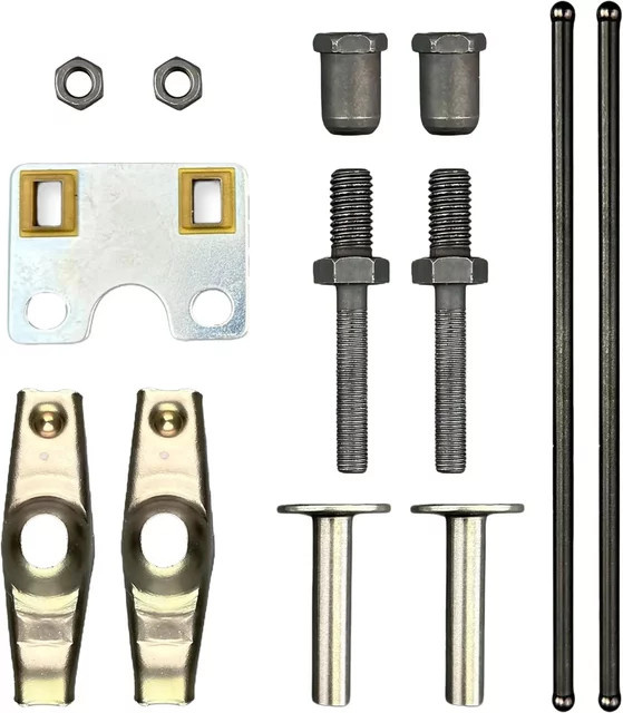 Ventilkipphebel-Set für Honda GX270, GX340 und GX390 Motoren in Silber mit 2 drehbaren Einstellmuttern und Ventilhebern - Bild 1