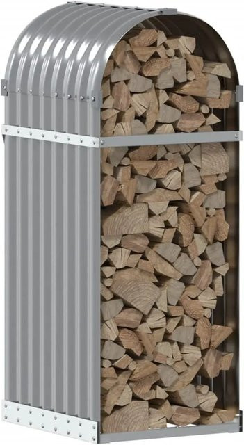 vidaXL Kaminholzunterstand aus verzinktem Stahl in Grau, B/T/H: 40 x 45 x 100 cm - Bild 1