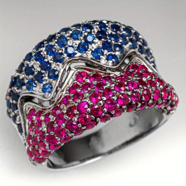 YoYo Ring, Vintage, Silberfarben, Zirkonia, Damen - Bild 1