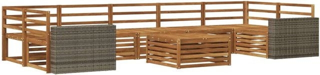 vidaXL Outdoor-Sofagarnitur aus Massivholz Akazie in Braun, 8-teiliges Set in U-Form - Bild 1