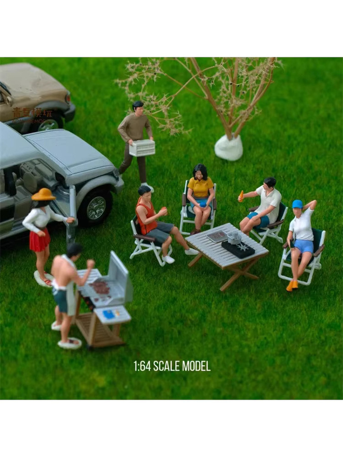 ART CROWN MODEL Miniatur Figuren Set im Maßstab 1:64 mit Outdoor Grill und Bier für deine DIY Szene und Sammlung, Mehrfarbig - Bild 4
