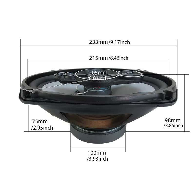 Q-PERTORS Koaxial-Autolautsprecher 5-Wege Stereo Musik Subwoofer 1200 W, Schwarz, 6 x 9 Zoll - Bild 3