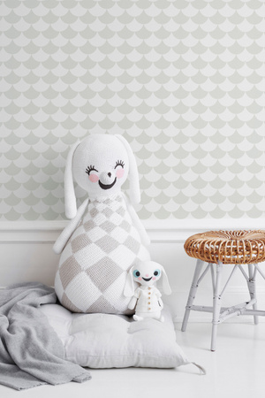 Littlephant Tapete Waves in Dusty Light Aqua mit abstraktem geometrischem Design im skandinavischen Stil