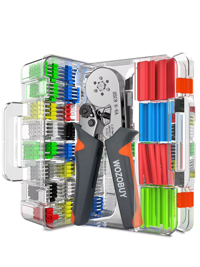 WOZOBUY Ratschen-Crimpzangen-Set HSC8 6-6A/6-4A für Rohrformkabelschuhe in Silber - Bild 7