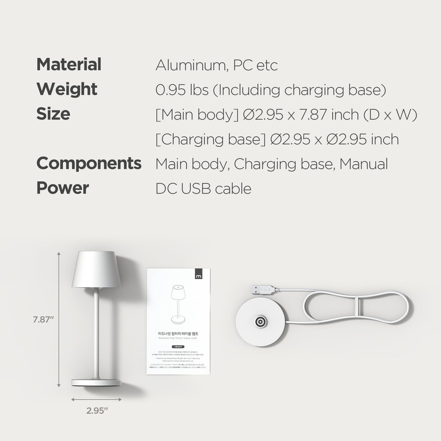 mooas Kabellose LED Tischlampe aus Aluminium in Weiß, Tragbare Wiederaufladbare Schreibtischlampe mit Touch-Dimmer und 3 Farbmodi für Schlafzimmer und Wohnzimmer - Bild 5