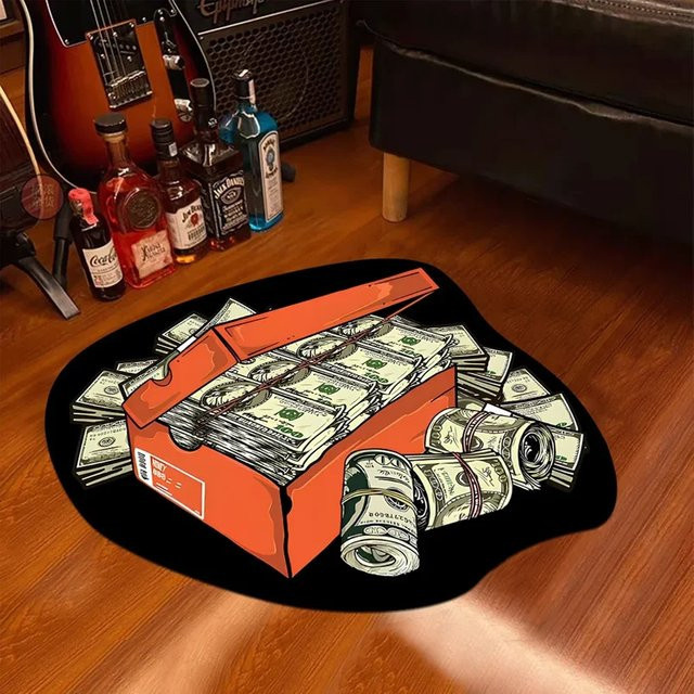 VIKAMA Geldschein-Bodenmatte mit Dollar-Design, rutschfester und weicher Teppich in Multicolour für Schlafzimmer, Badezimmer und Eingangsbereich - Bild 1