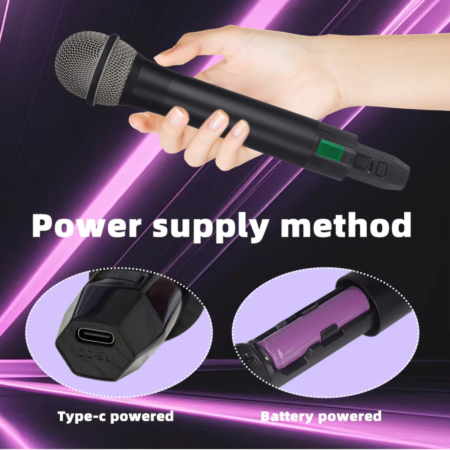 Yamnweo GX288 UHF Dual-Handmikrofon-System in Schwarz mit 2 Kanälen, dynamischen Mikrofonen, Nierencharakteristik und XLR-Ausgang - Bild 5
